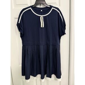 Saukole Sz M Dress Navy Blue w/ White Preppy Japan Anime School Uniform